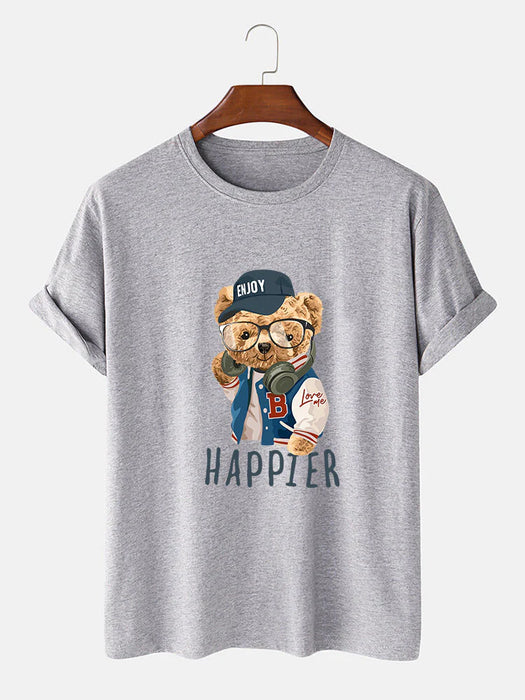 Baseball Jacket Bear Slogan Print T-Shirt