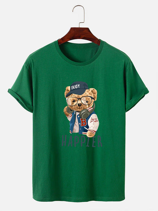 Baseball Jacket Bear Slogan Print T-Shirt