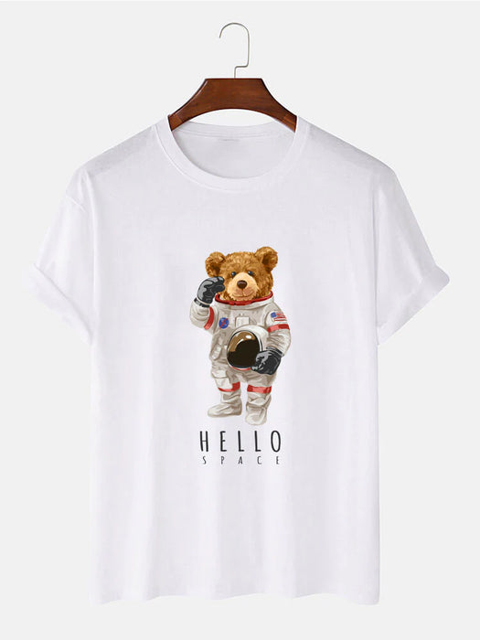 Astronaut Bear Graphic Print T-Shirt