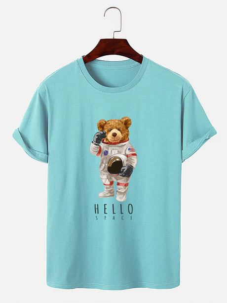 Astronaut Bear Graphic Print T-Shirt