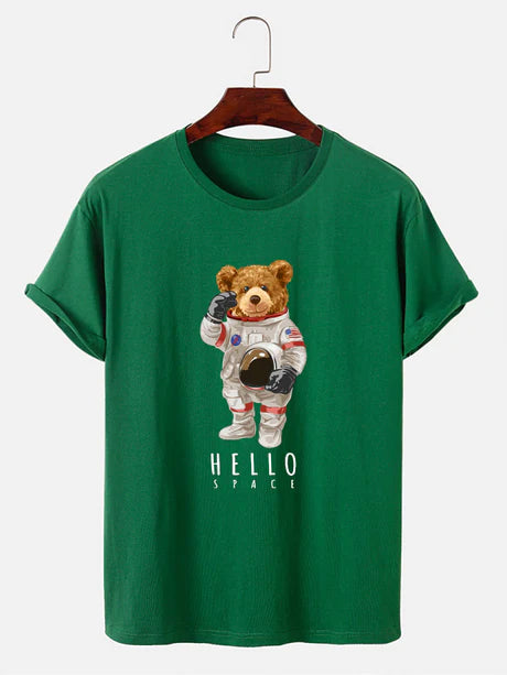 Astronaut Bear Graphic Print T-Shirt