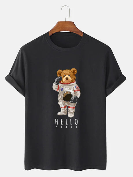 Astronaut Bear Graphic Print T-Shirt