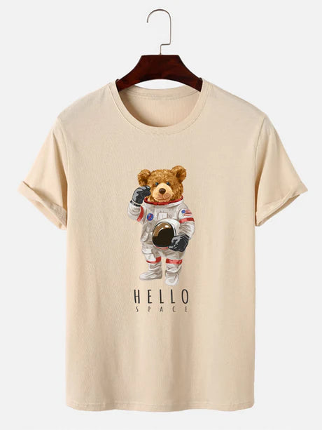 Astronaut Bear Graphic Print T-Shirt