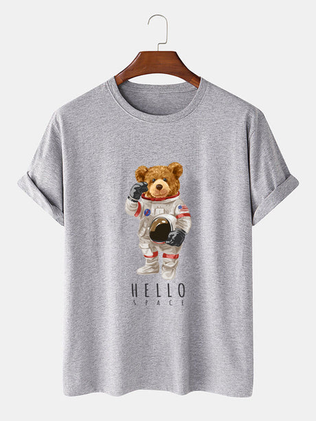 Astronaut Bear Graphic Print T-Shirt