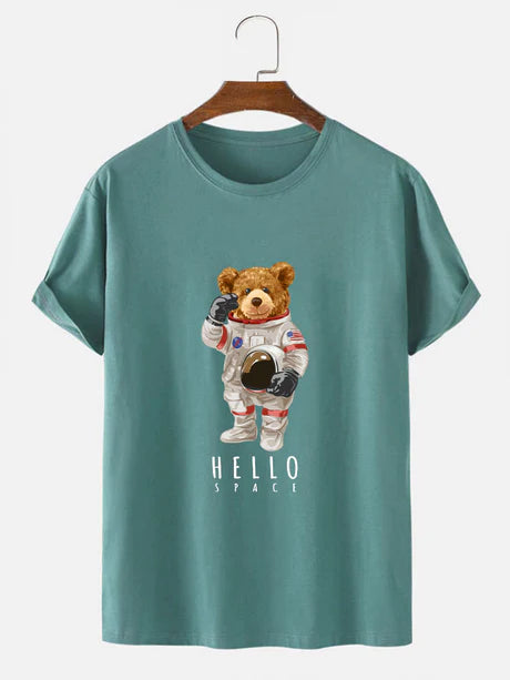 Astronaut Bear Graphic Print T-Shirt