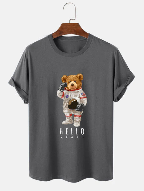 Astronaut Bear Graphic Print T-Shirt