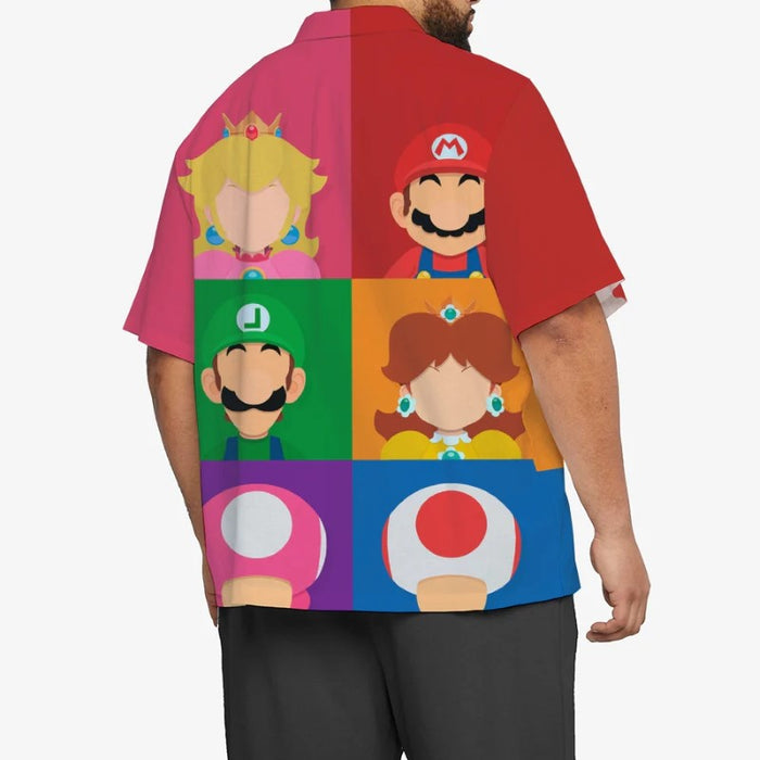 Super Mario Game Characters Print Button Up Shirt