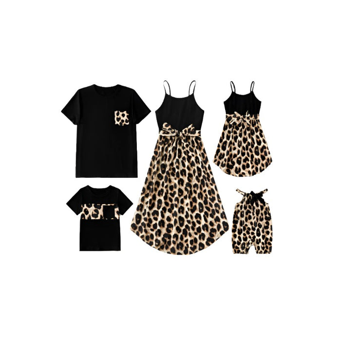 Leopard Printed Family Matching Dresses Set