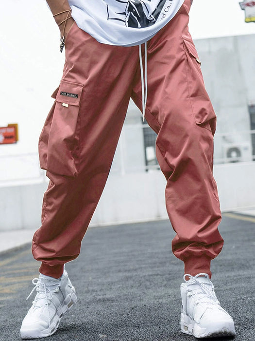 Letter Graphic Flap Pocket Cargo Pants