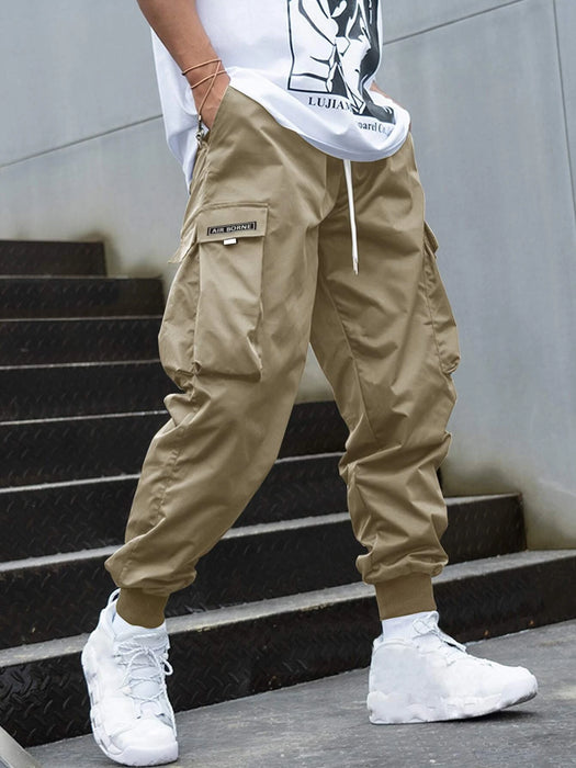 Letter Graphic Flap Pocket Cargo Pants