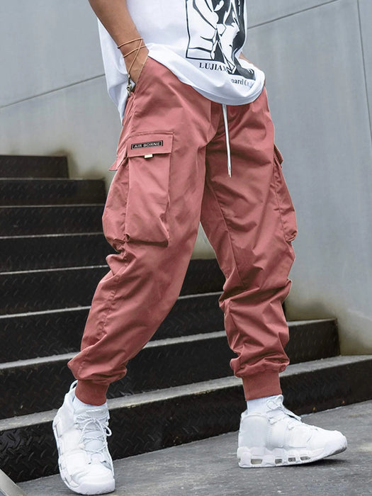 Letter Graphic Flap Pocket Cargo Pants