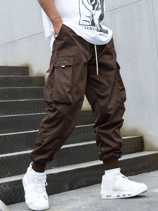 Letter Graphic Flap Pocket Cargo Pants