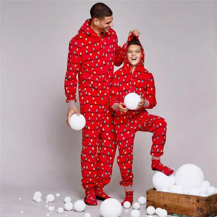 Light Bulbs Pattern Family Matching Christmas Jumpsuits