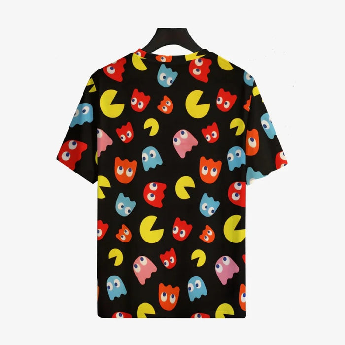 Little Pacman Print Round Collar Casual T Shirt