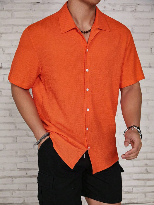 Loose Fit Short Sleeve Textured Shirts