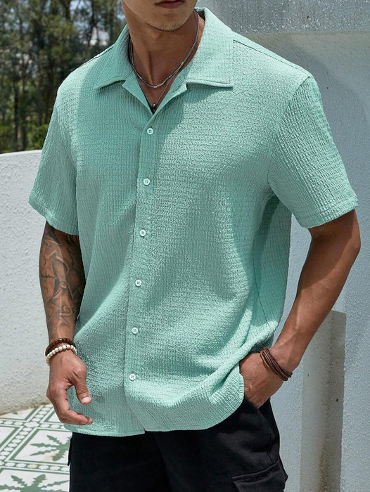 Loose Fit Short Sleeve Textured Shirts