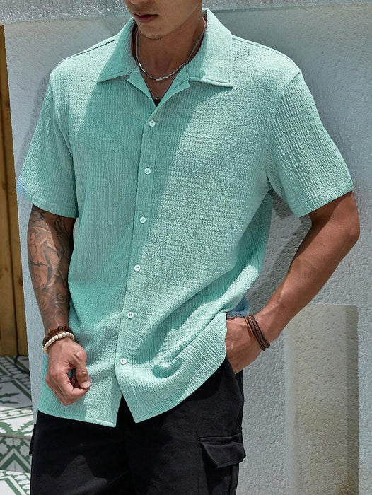 Loose Fit Short Sleeve Textured Shirts