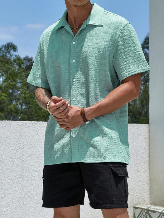 Loose Fit Short Sleeve Textured Shirts