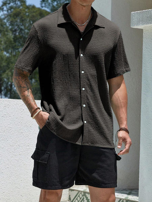 Loose Fit Short Sleeve Textured Shirts