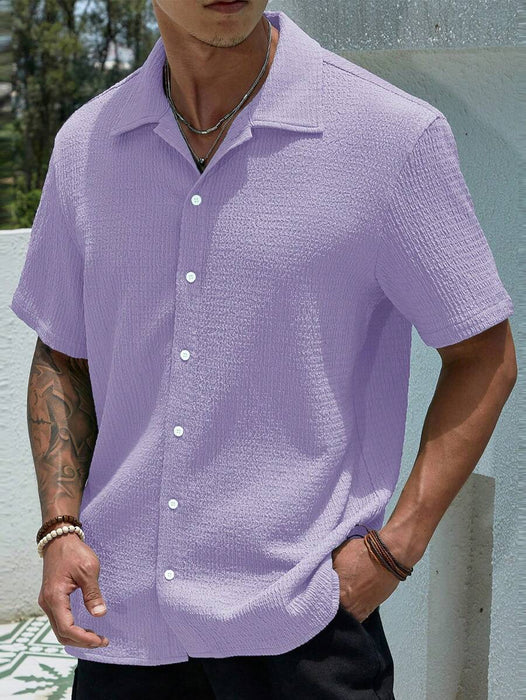 Loose Fit Short Sleeve Textured Shirts