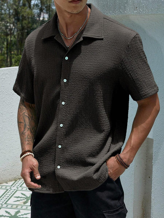 Loose Fit Short Sleeve Textured Shirts