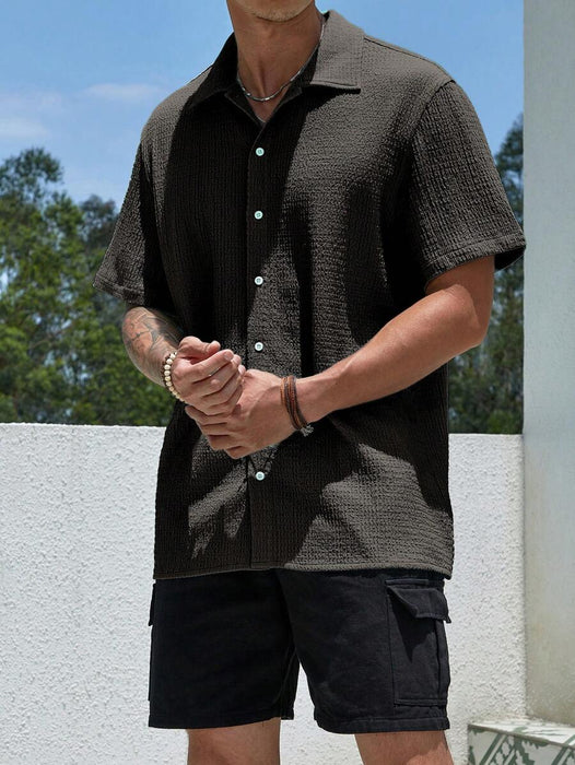 Loose Fit Short Sleeve Textured Shirts