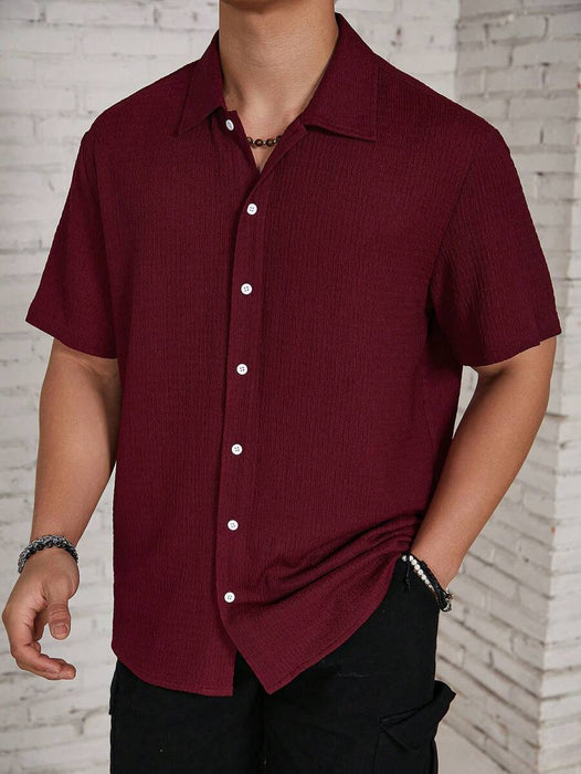 Loose Fit Short Sleeve Textured Shirts