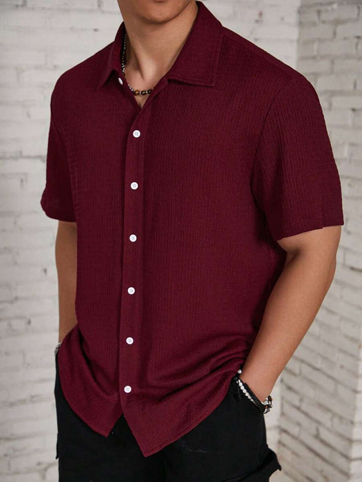 Loose Fit Short Sleeve Textured Shirts