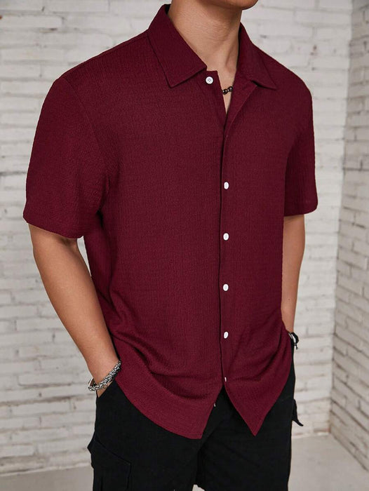 Loose Fit Short Sleeve Textured Shirts