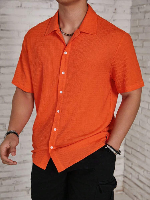 Loose Fit Short Sleeve Textured Shirts