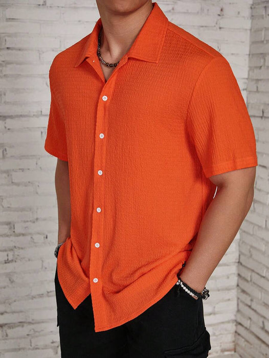 Loose Fit Short Sleeve Textured Shirts