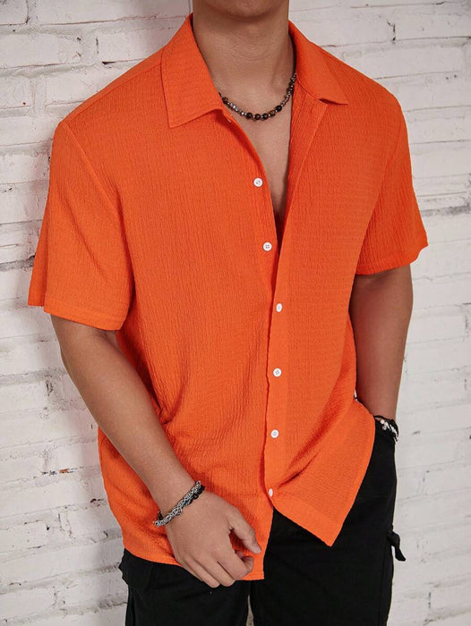 Loose Fit Short Sleeve Textured Shirts