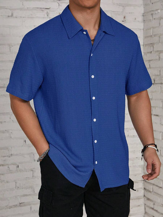 Loose Fit Textured Button Up Shirts