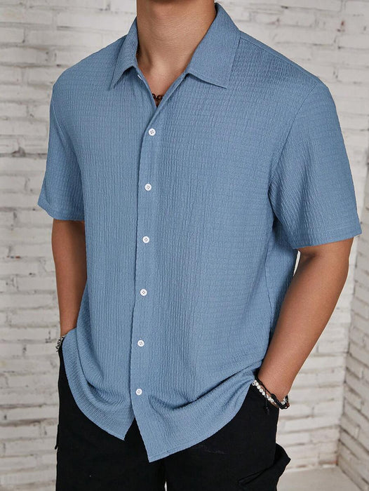 Loose Fit Textured Button Up Shirts