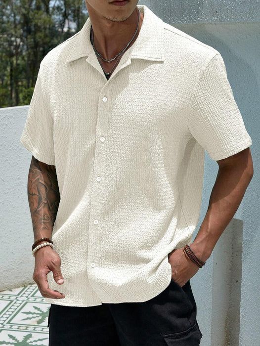 Loose Fit Textured Button Up Shirts