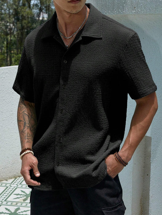 Loose Fit Textured Button Up Shirts