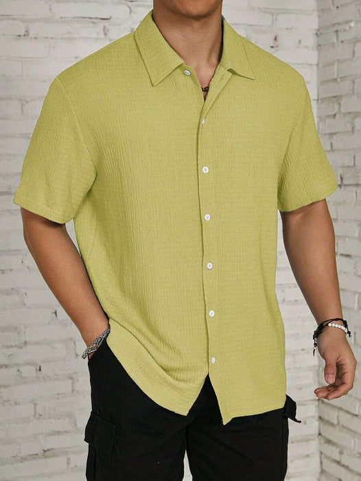 Loose Fit Textured Button Up Shirts