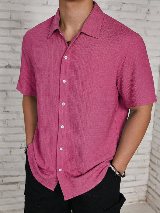 Loose Fit Textured Button Up Shirts