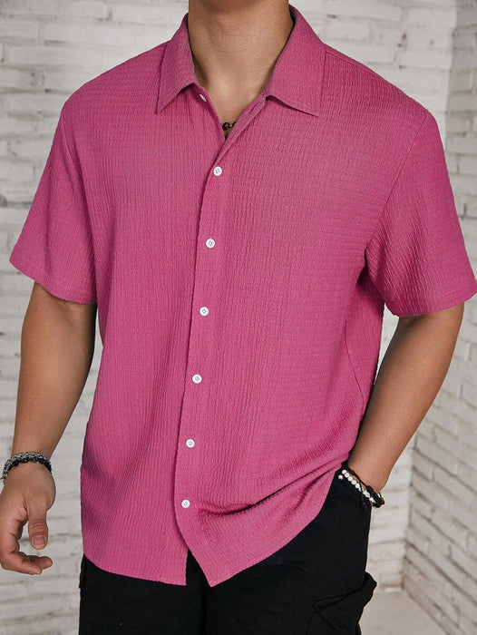 Loose Fit Textured Button Up Shirts