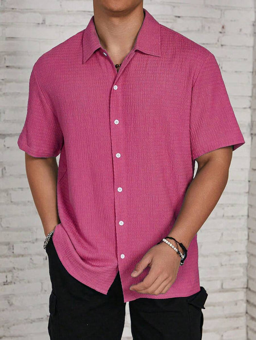 Loose Fit Textured Button Up Shirts