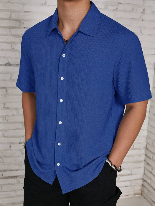 Loose Fit Textured Button Up Shirts