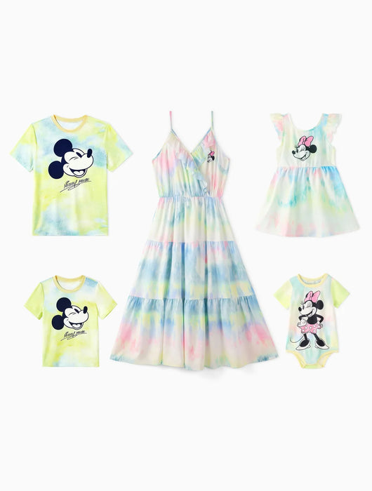 Mickey And Friends Tie Dye Character Print Tees And Dresses Family Matching Set