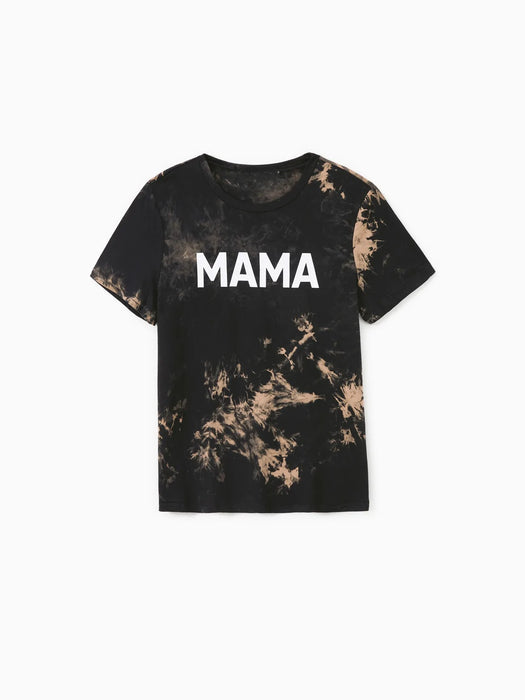 Mom And Me Tie Dye Letter Print Cotton Tees Family Matching Set