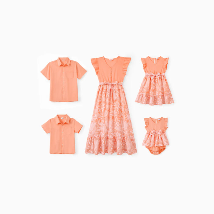 Orange And Floral Family Matching Set