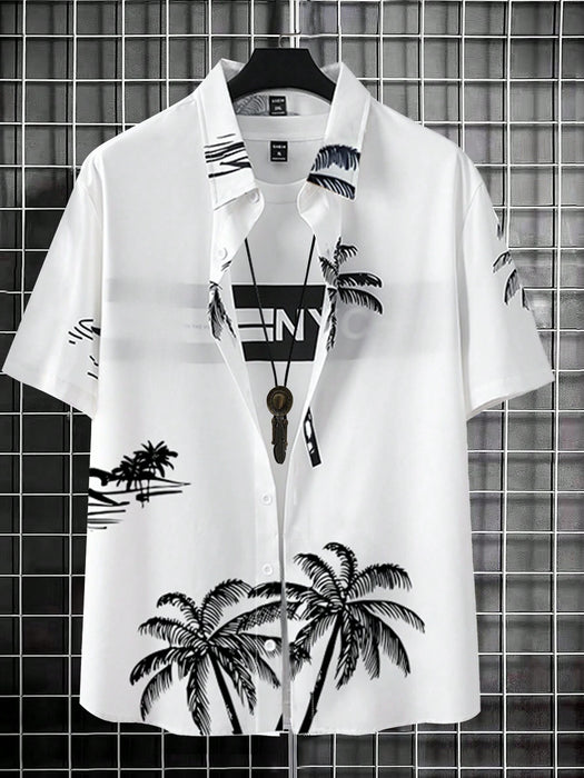 Palm Tree Print Casual Shirt