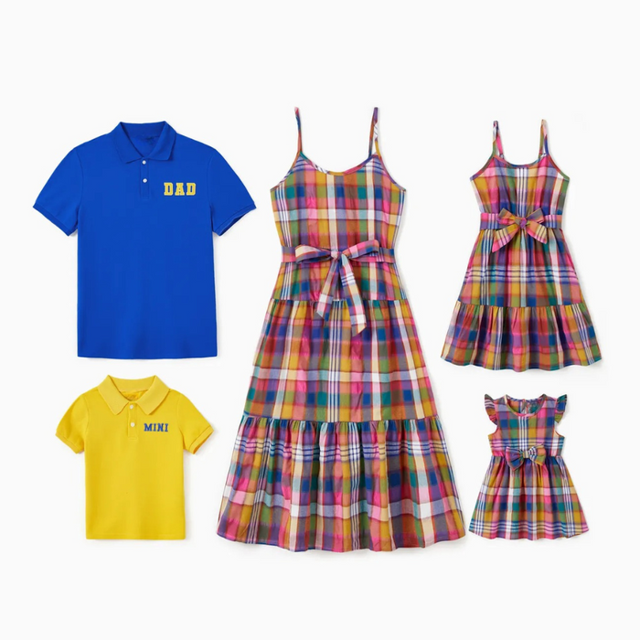 Playful Plaid Ensemble Family Matching Outfit Set