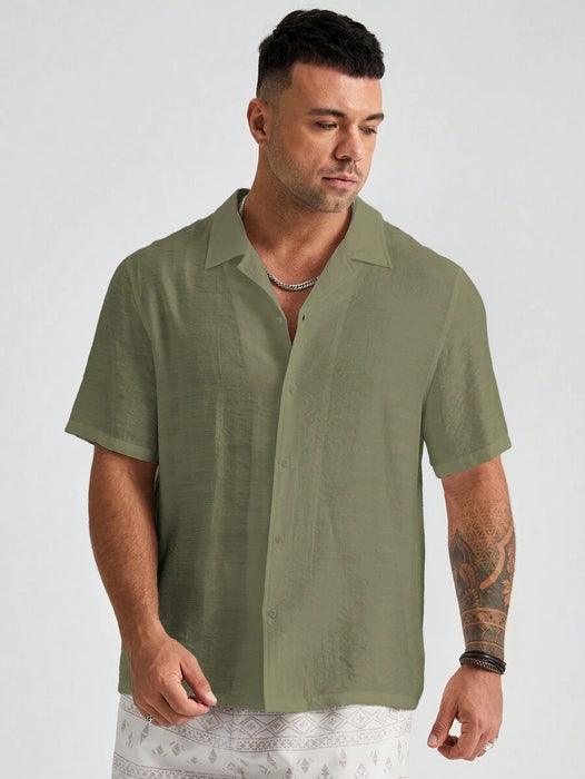 Plus Size Woven Short Sleeve Shirts