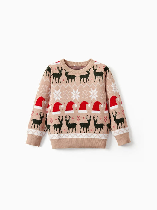 Reindeer Design Family Matching Christmas Sweater Set