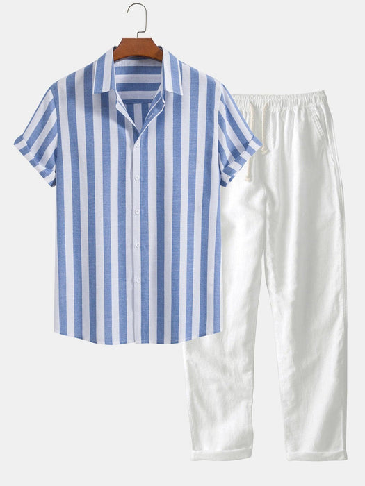 Seaside Escape Striped Shirt and Classic Pants Combo