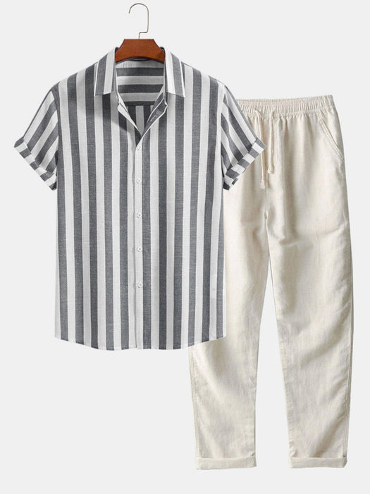 Seaside Escape Striped Shirt and Classic Pants Combo